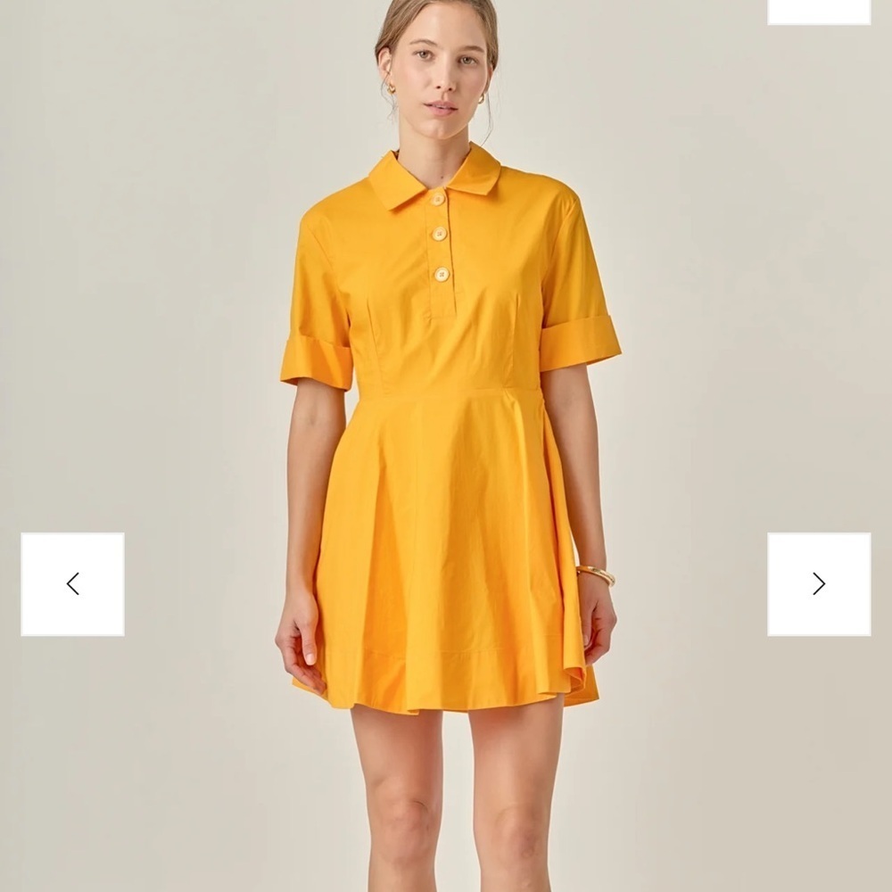 English Factory Sunny Yellow Cotton Mini Dress Size XS